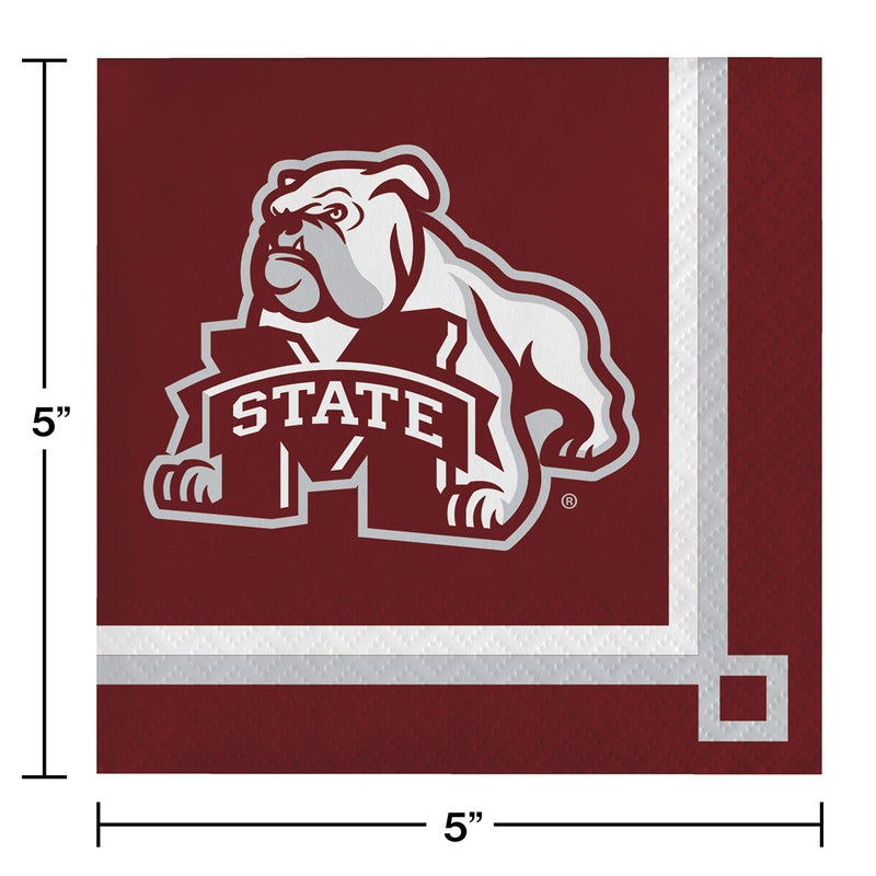 CREATIVE CONVERTING 20-Count Paper Beverage Napkins, Mississippi State Bulldogs - Image 2